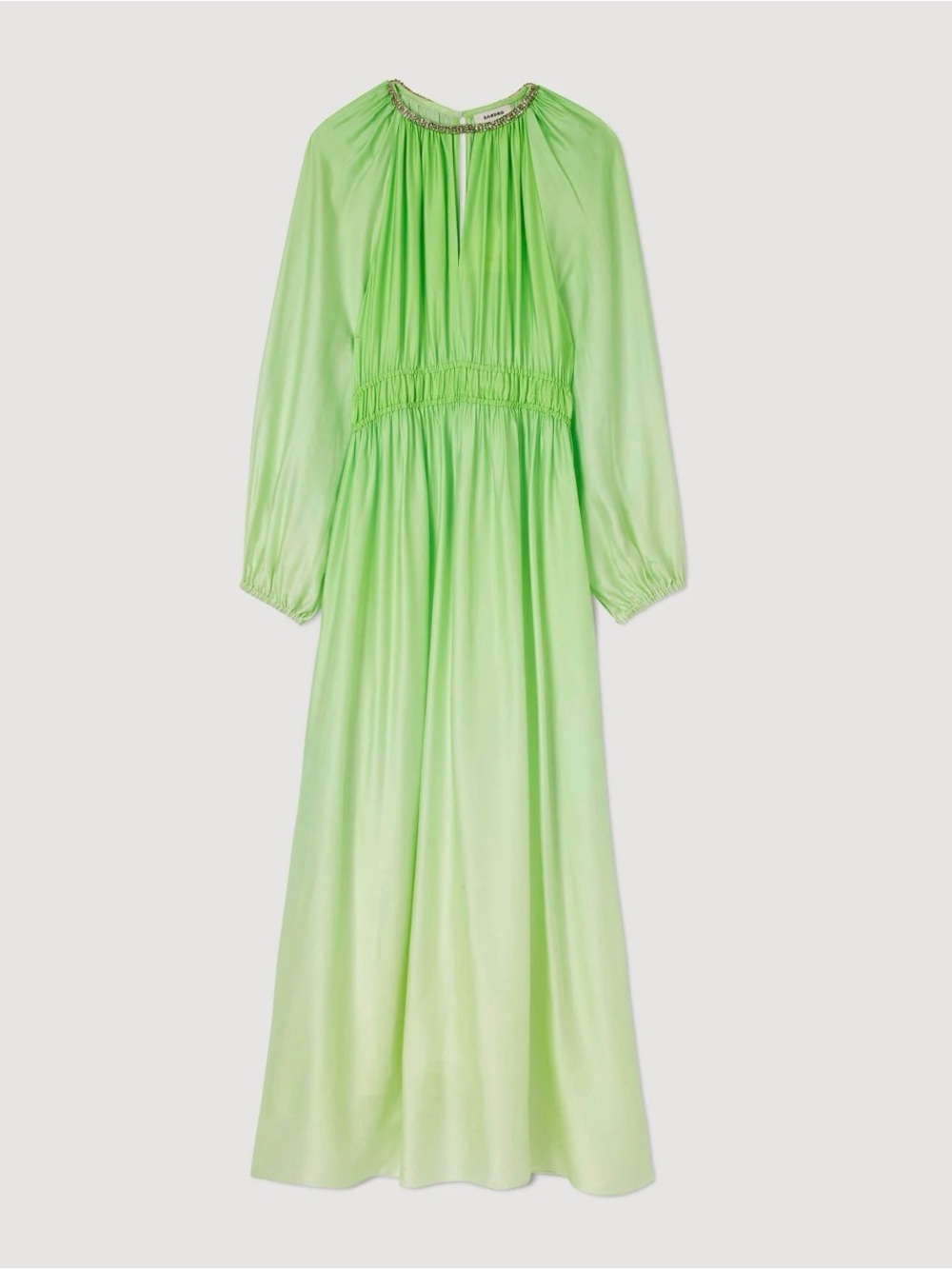 Sandro maxi dress with rhinestone neckline
